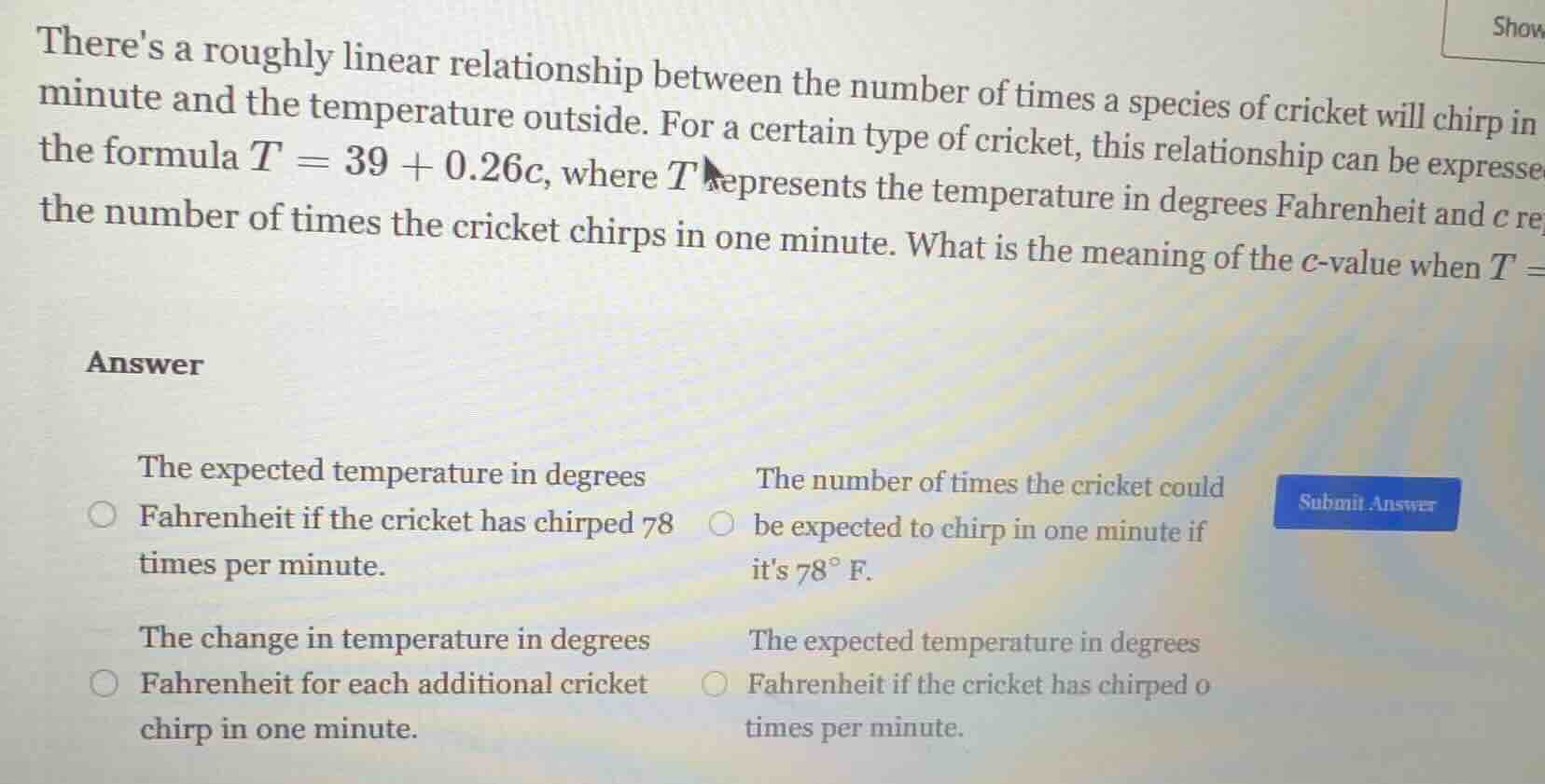 theres a roughly linear relationship between the number of times a spec…