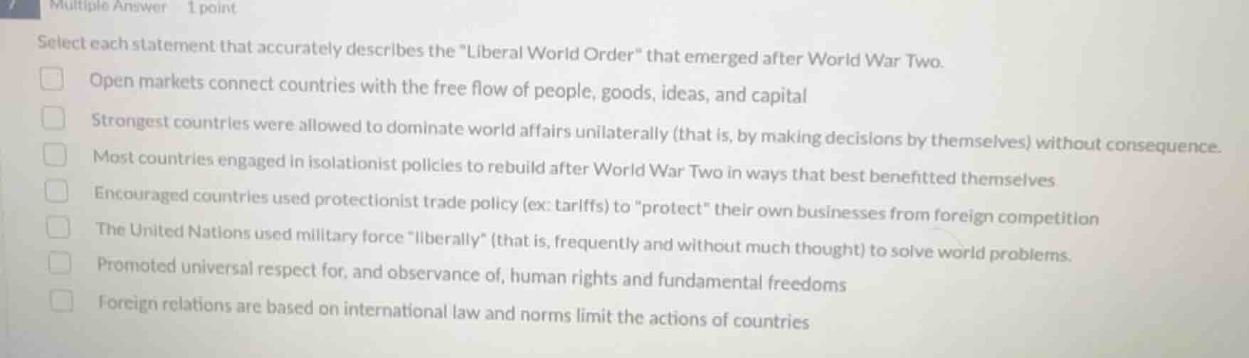 multiple answer 1 point select each statement that accurately describes…