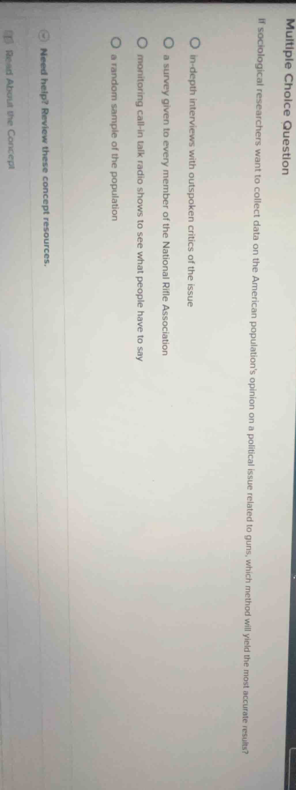 multiple choice question if sociological researchers want to collect da…