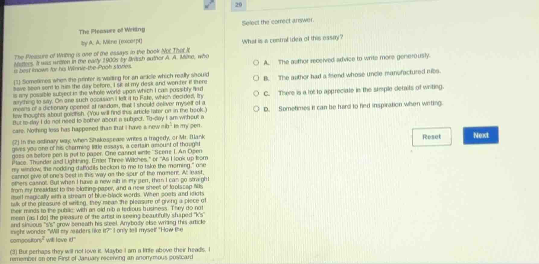 29 the pleasure of writing by a. a. milne (excerpt) the pleasure of wri…