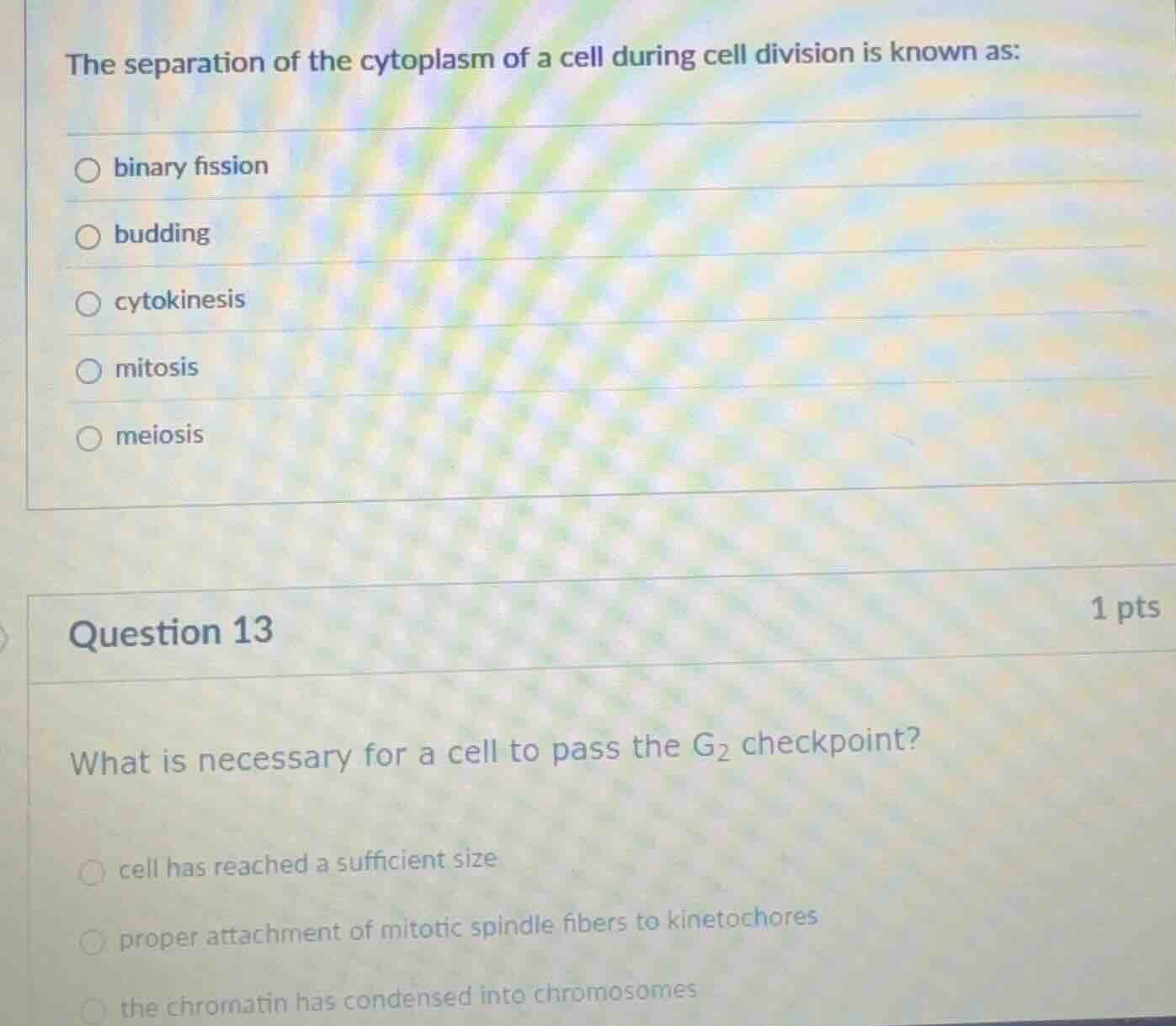 the separation of the cytoplasm of a cell during cell division is known…