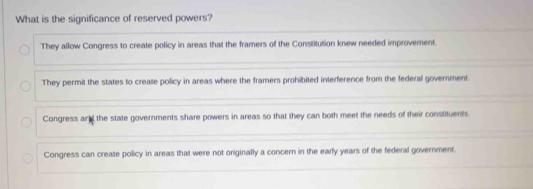 what is the significance of reserved powers? they allow congress to cre…