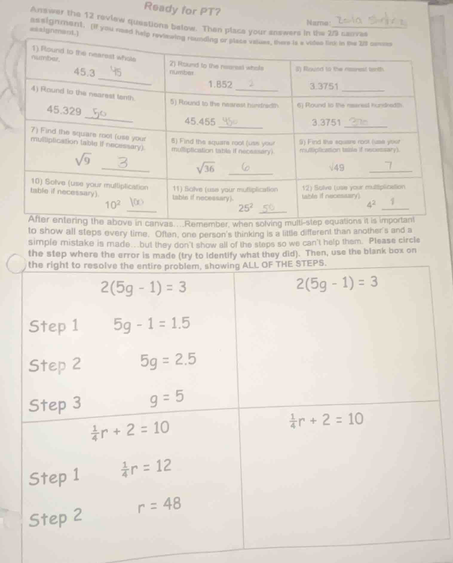 ready for pt?name:answer the 12 review questions below. then place your…
