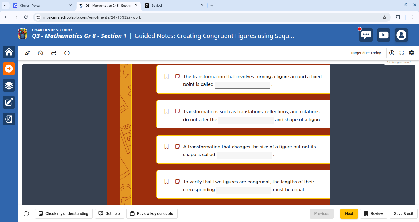 1. the transformation that involves turning a figure around a fixed poi…