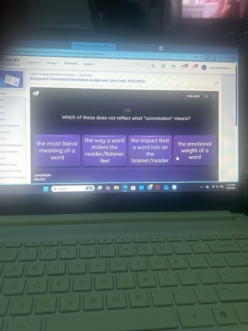 which of these does not reflect what \connotation\ means? the most lite…