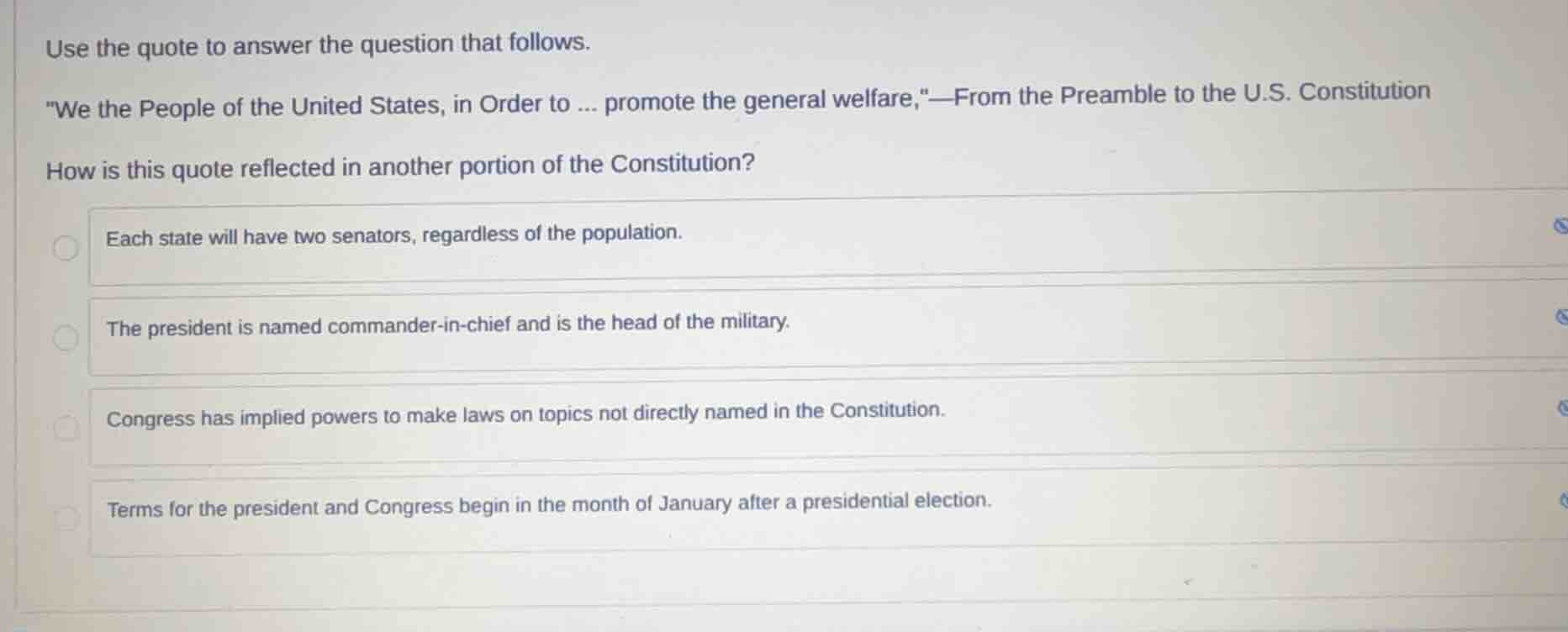 use the quote to answer the question that follows. \we the people of th…