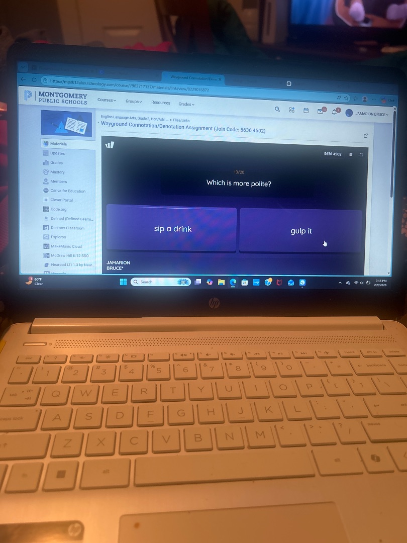 wayground connotation/denotation assignment (join code: 5636 4502) whic…