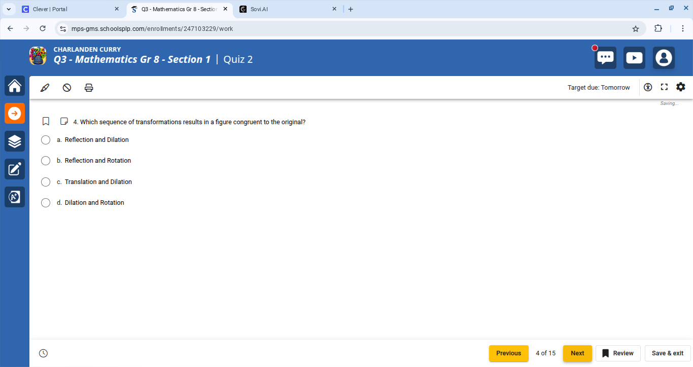 4. which sequence of transformations results in a figure congruent to t…