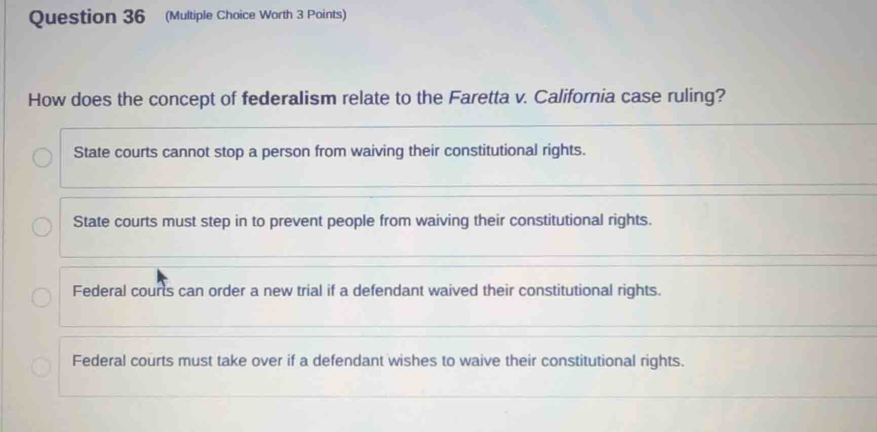 question 36 (multiple choice worth 3 points) how does the concept of fe…