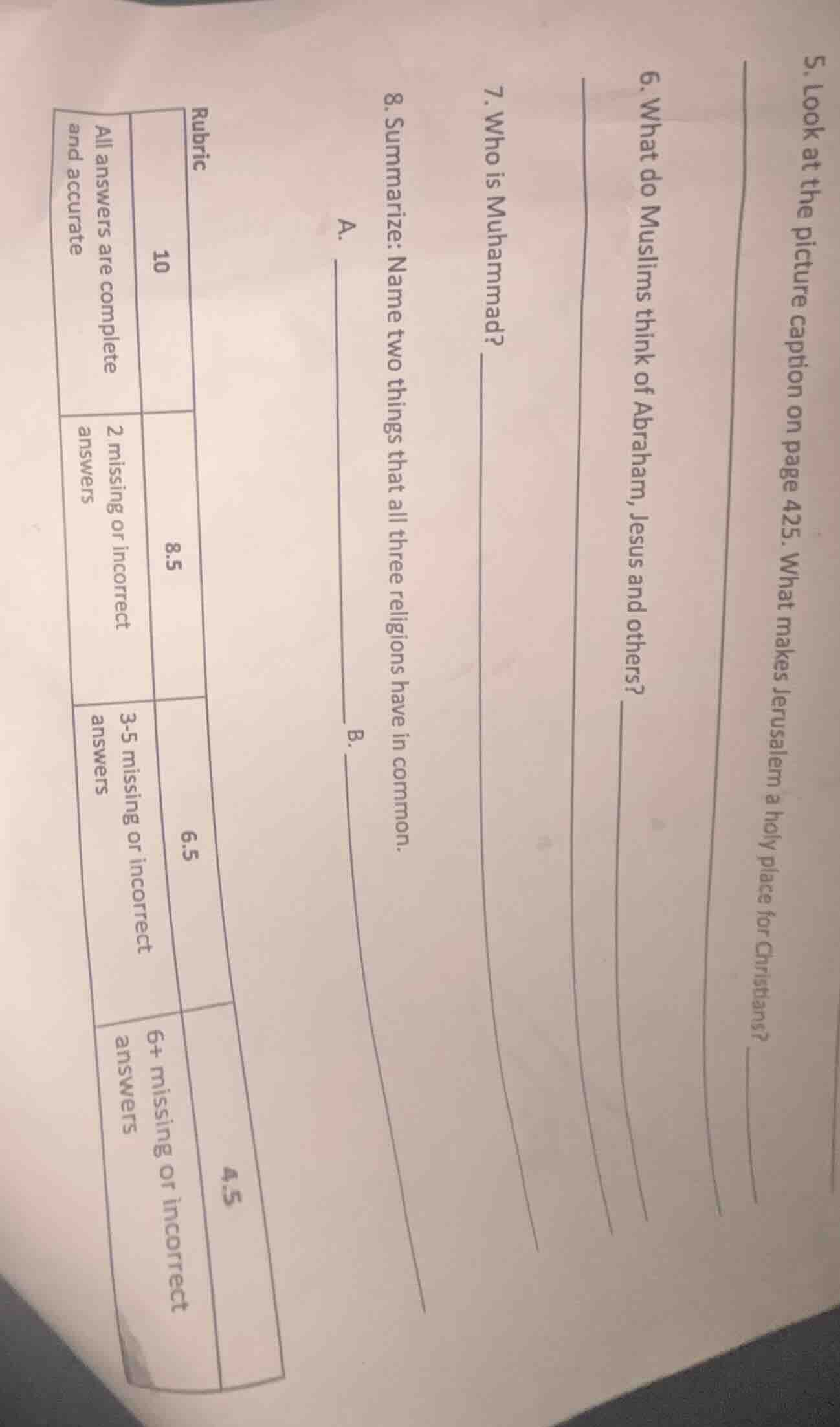 5. look at the picture caption on page 425. what makes jerusalem a holy…