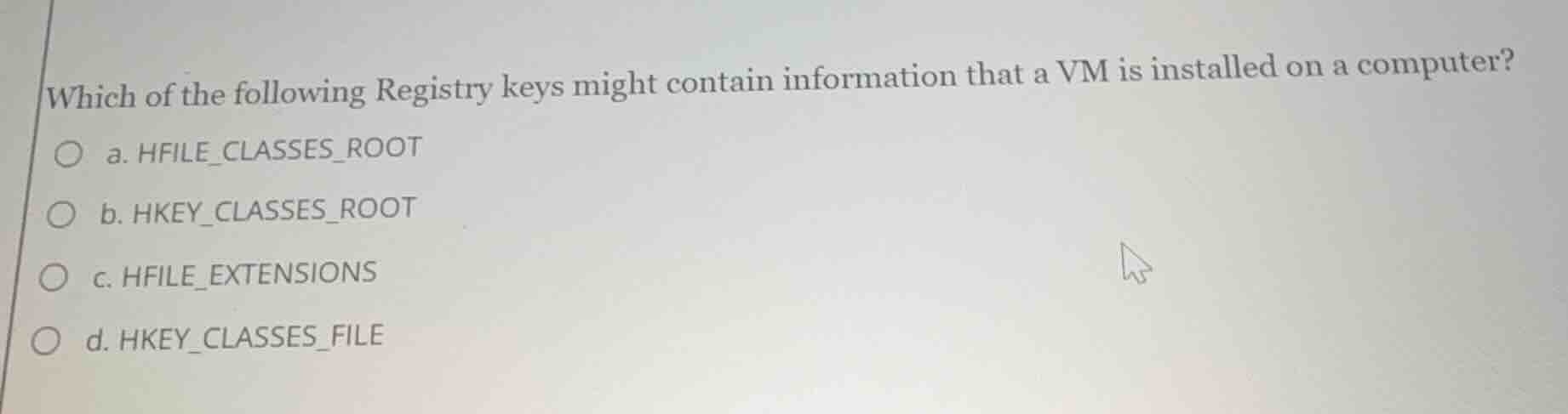 which of the following registry keys might contain information that a v…