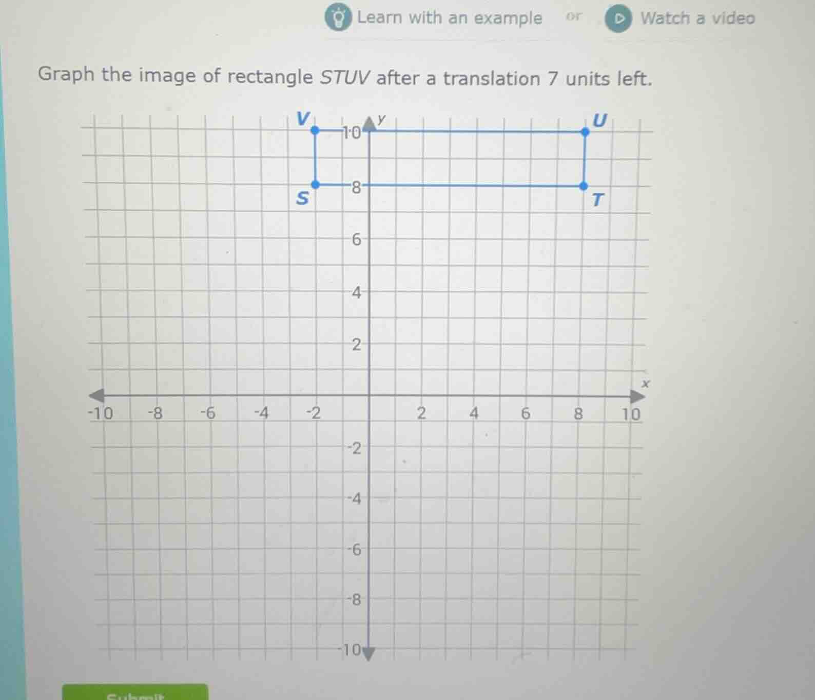 learn with an example or watch a video graph the image of rectangle stu…