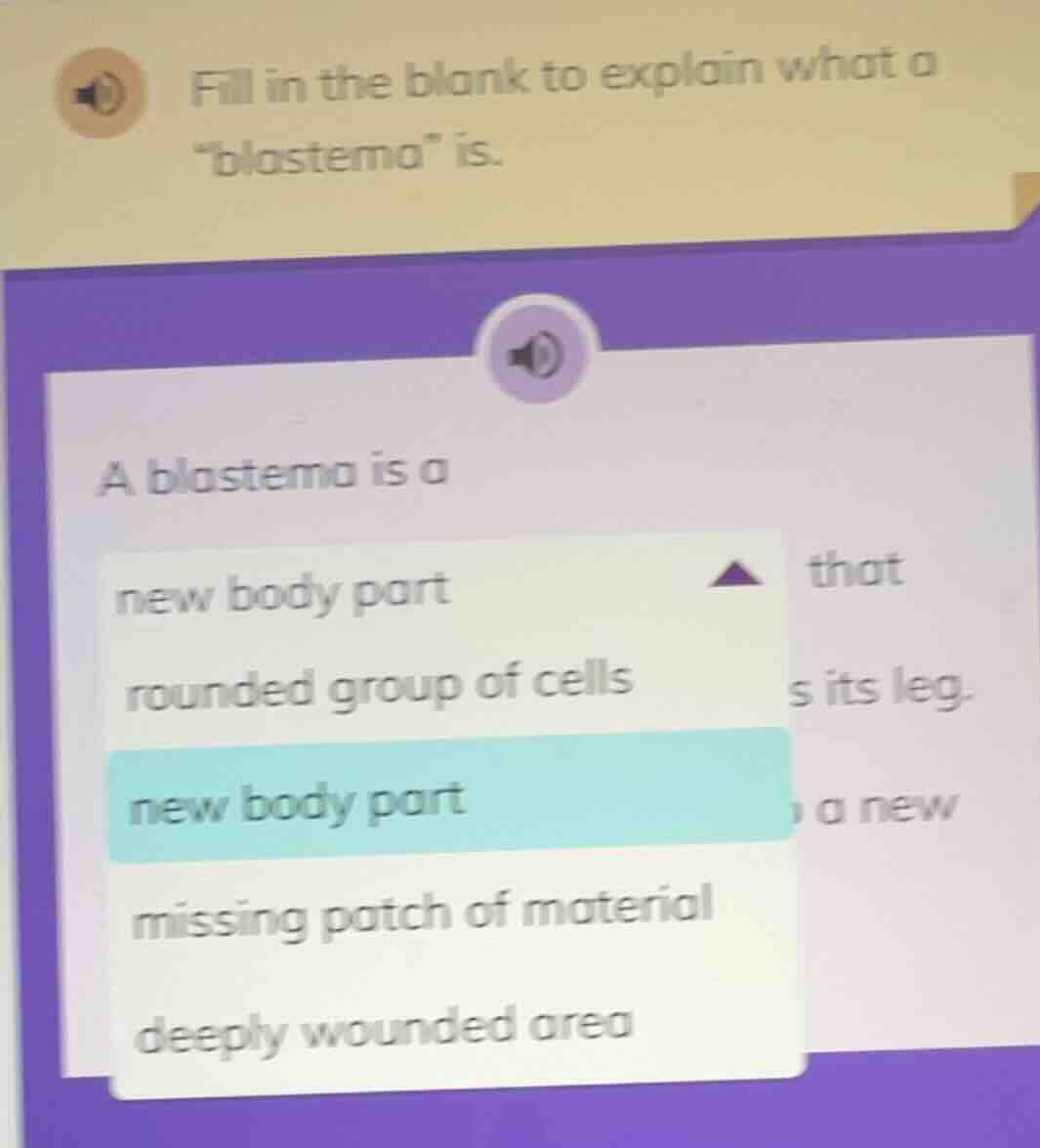 fill in the blank to explain what a \blastema\ is. a blastema is a new …