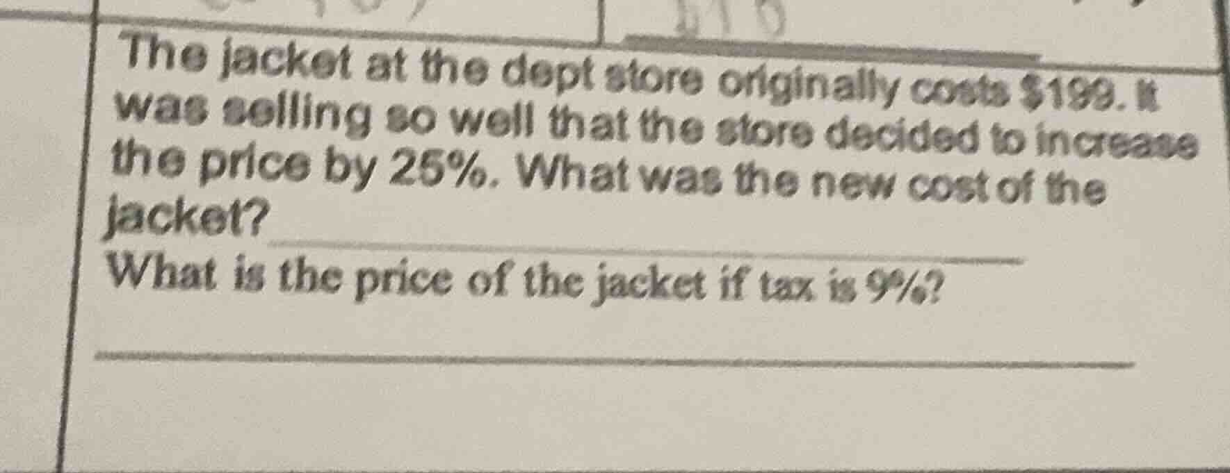 the jacket at the dept store originally costs $199. it was selling so w…
