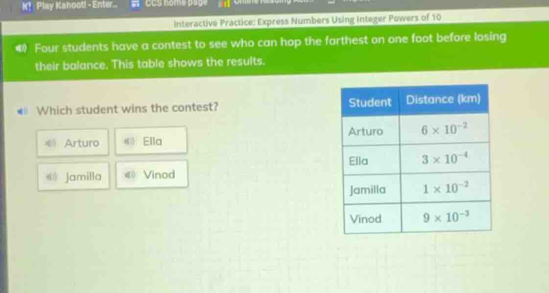 interactive practice: express numbers using integer powers of 10 four s…
