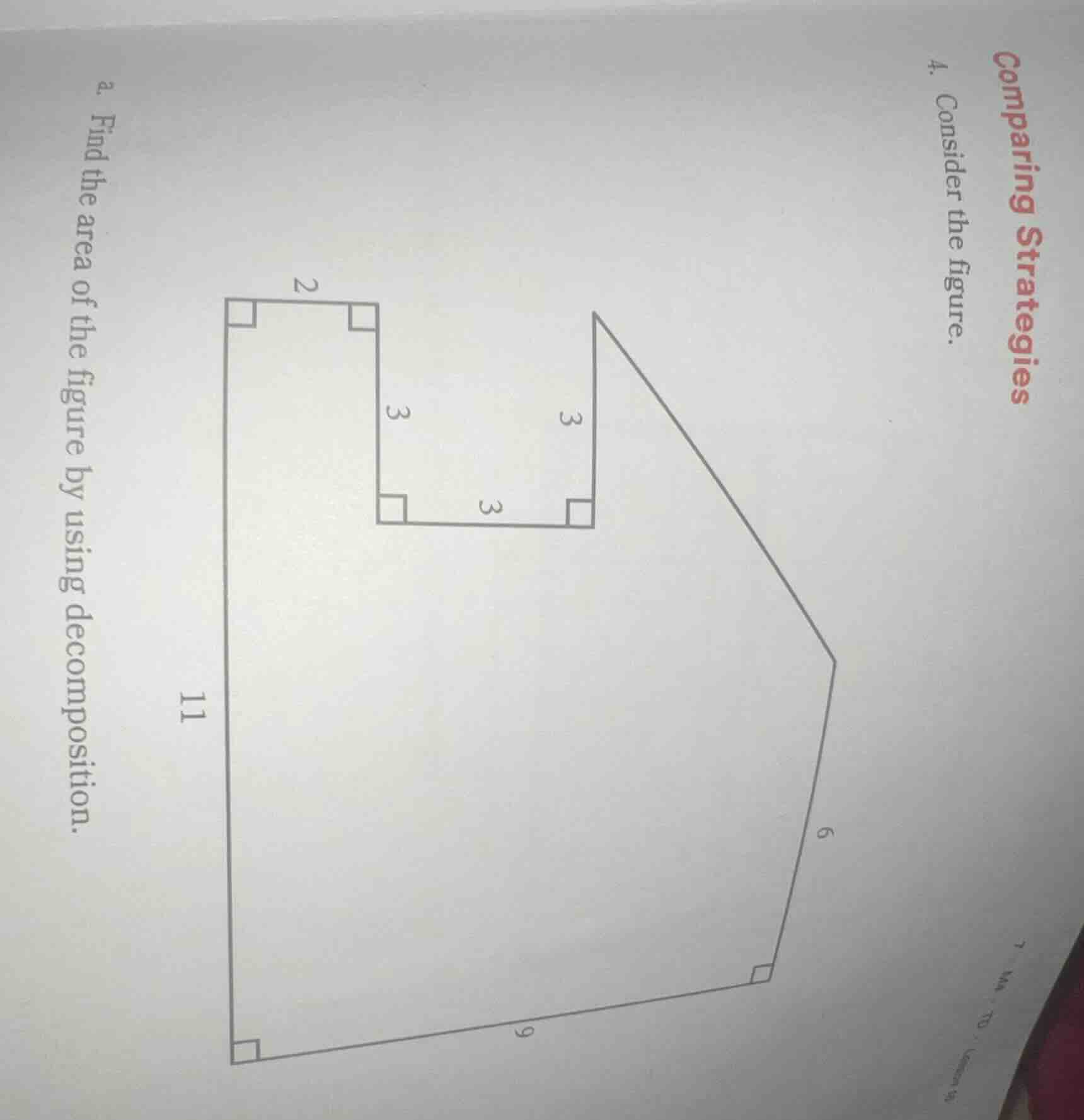 comparing strategies 4. consider the figure. a. find the area of the fi…