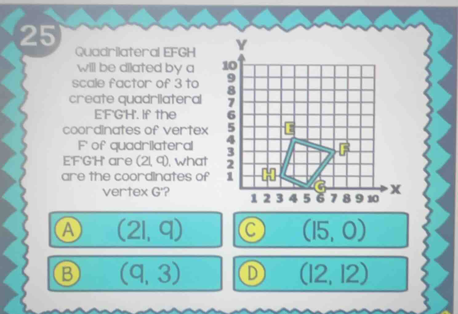 25 quadrilateral efgh will be dilated by a scale factor of 3 to create …