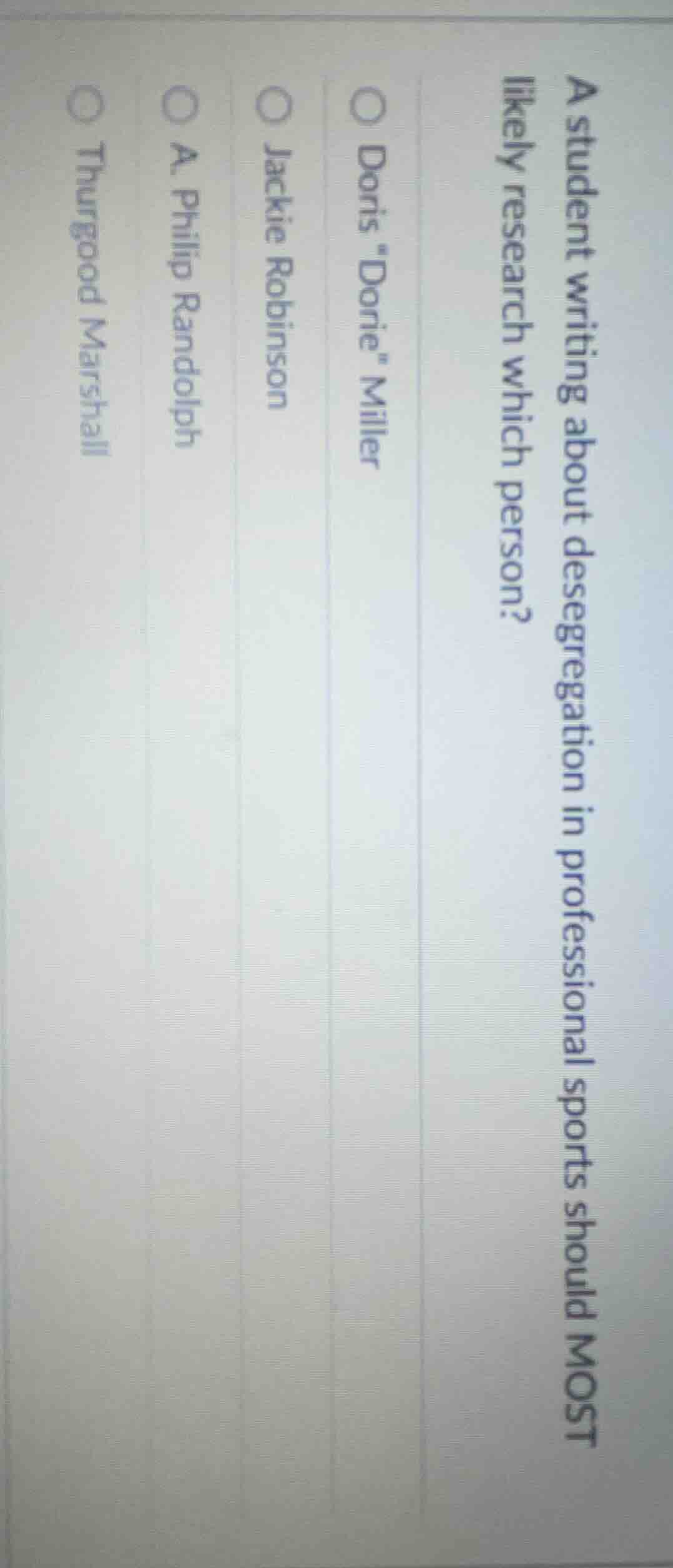 a student writing about desegregation in professional sports should mos…
