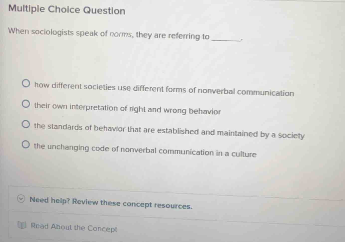 multiple choice question when sociologists speak of norms, they are ref…