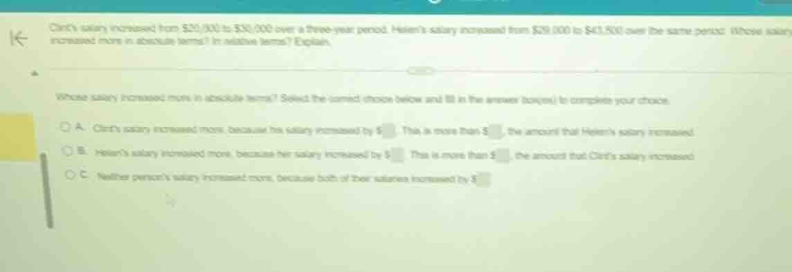 clints salary increased from $20,000 to $30,000 over a three-year perio…