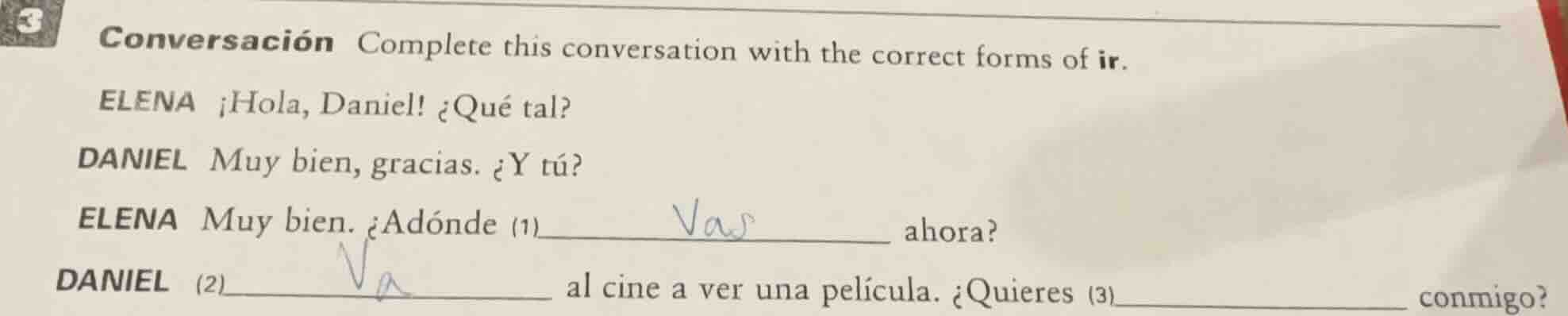 3 conversación complete this conversation with the correct forms of ir.…