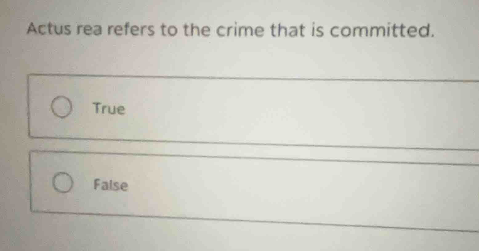 actus rea refers to the crime that is committed. true false