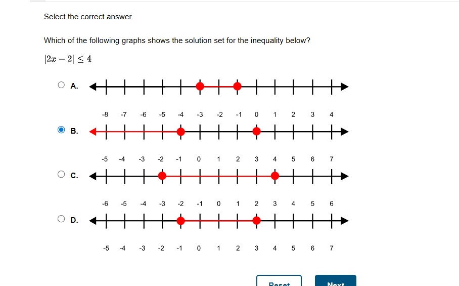 select the correct answer. which of the following graphs shows the solu…