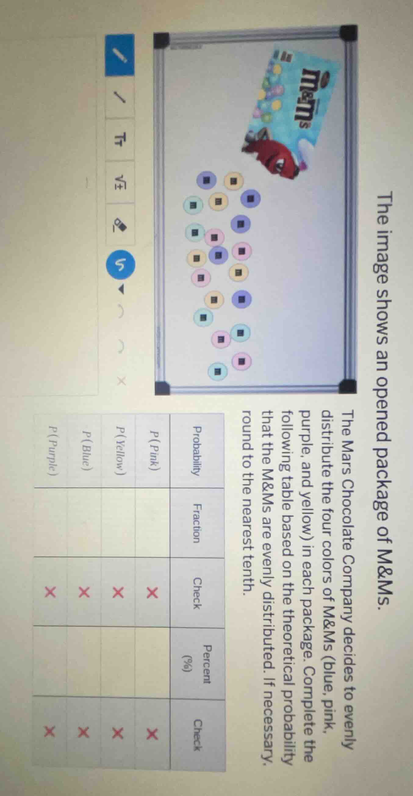the image shows an opened package of m&ms. the mars chocolate company d…