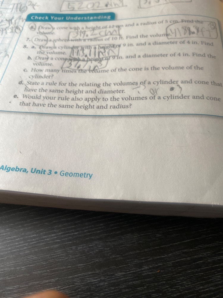 check your understanding 6. draw a cone with a height of 12 cm and a ra…