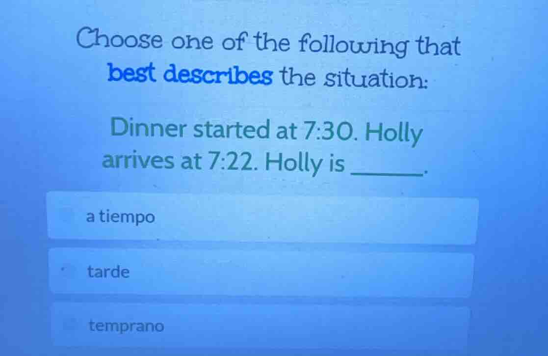 choose one of the following that best describes the situation: dinner s…