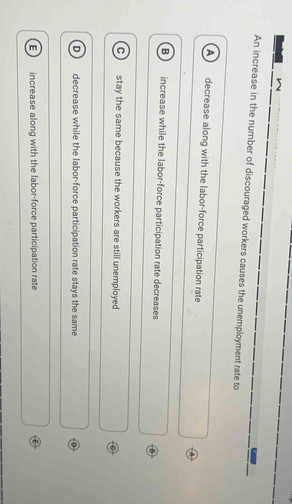 an increase in the number of discouraged workers causes the unemploymen…