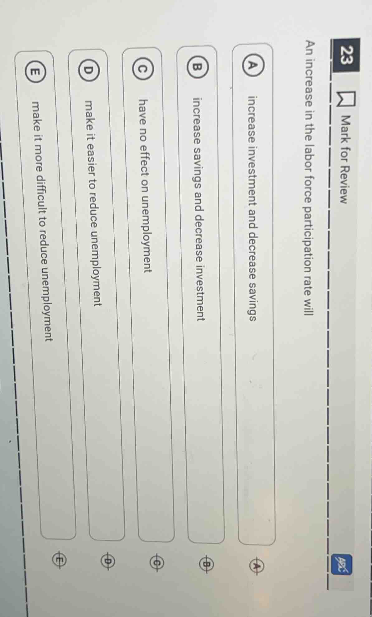 23 mark for review an increase in the labor force participation rate wi…