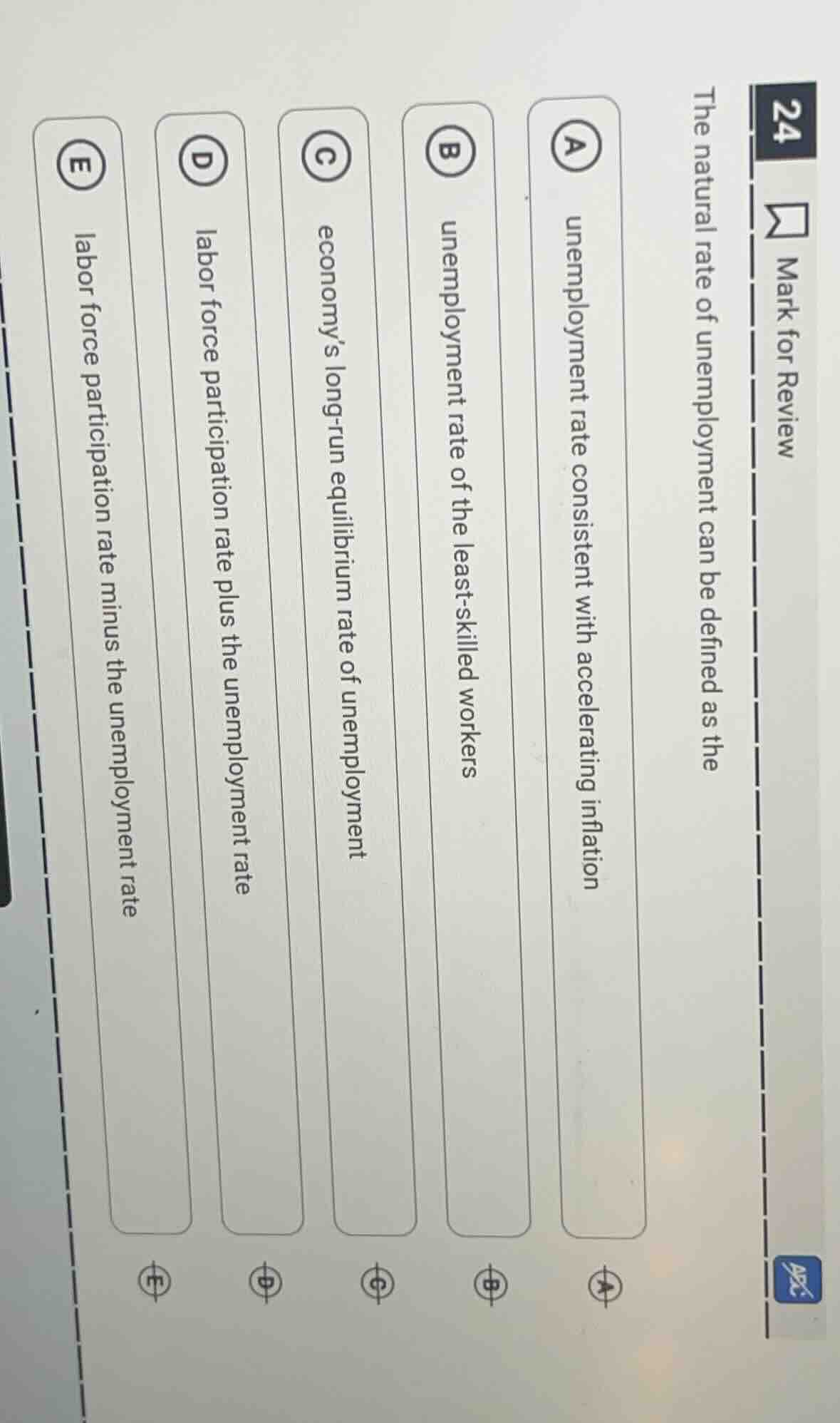 24 mark for review the natural rate of unemployment can be defined as t…