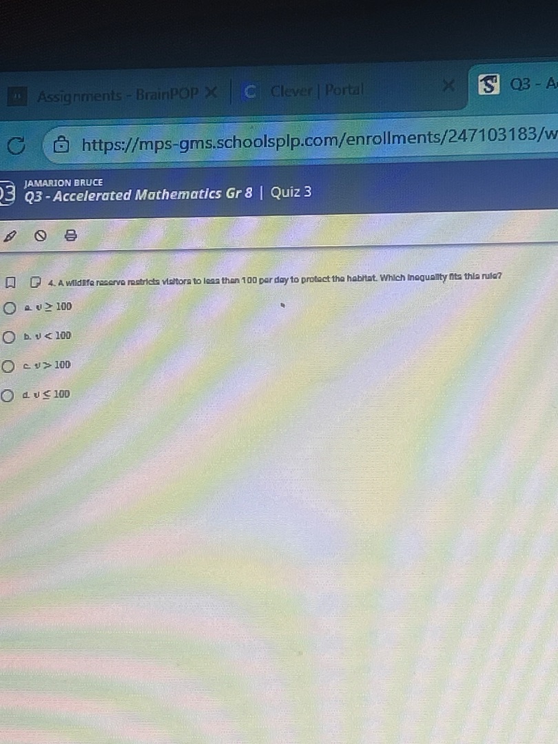 jamarion bruce q3 - accelerated mathematics gr 8 | quiz 3 4. a wildlife…