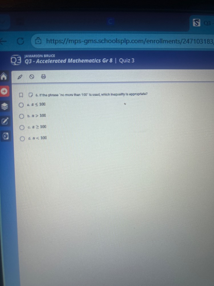 q3 jamarion bruce q3 - accelerated mathematics gr 8 | quiz 3 6. if the …