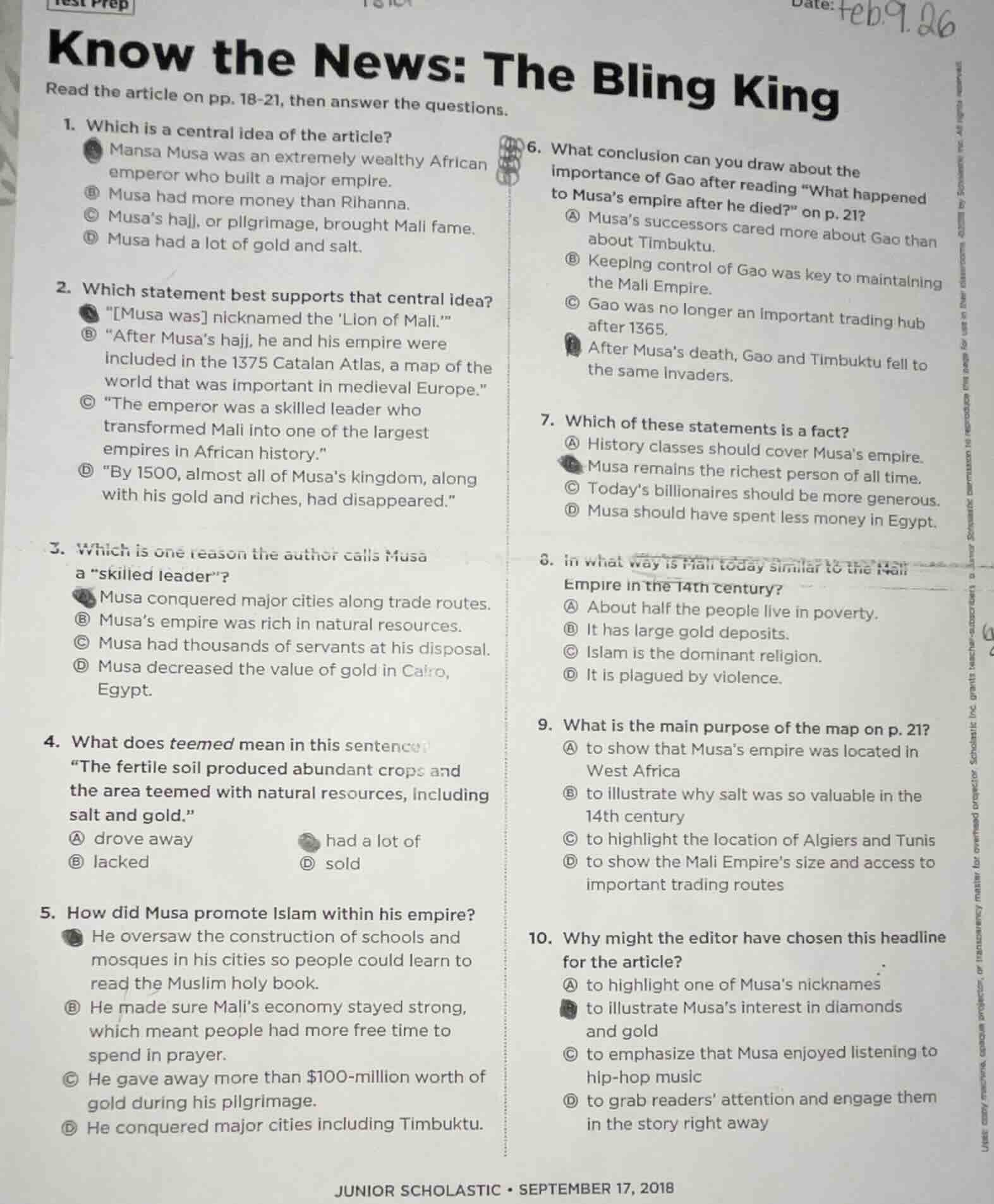 test prepdate: feb.9.26know the news: the bling kingread the article on…