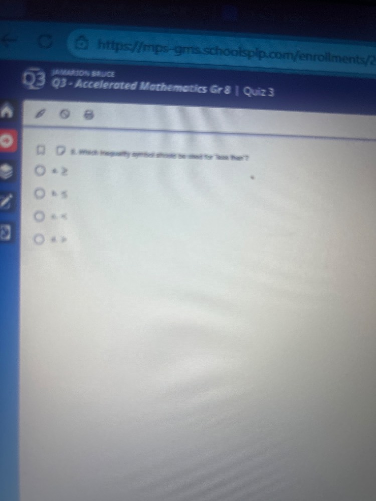 q3 - accelerated mathematics gr 8 | quiz 3 8. which inequality symbol s…
