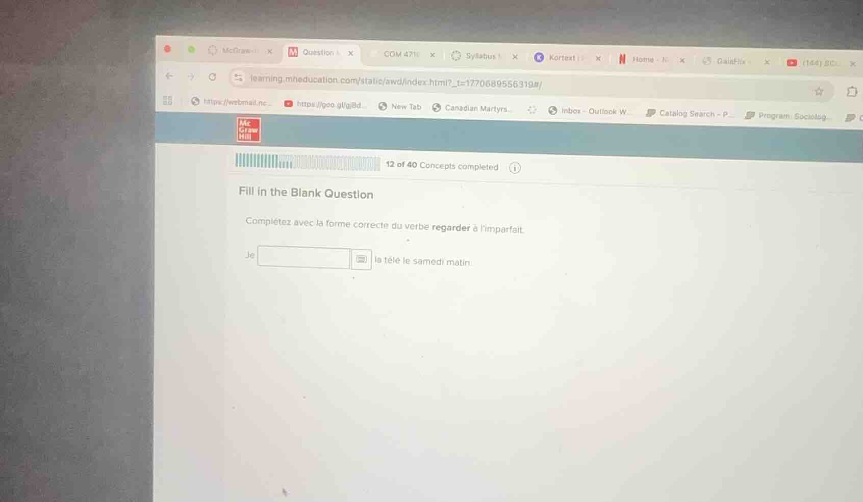 12 of 40 concepts completed fill in the blank question complétez avec l…