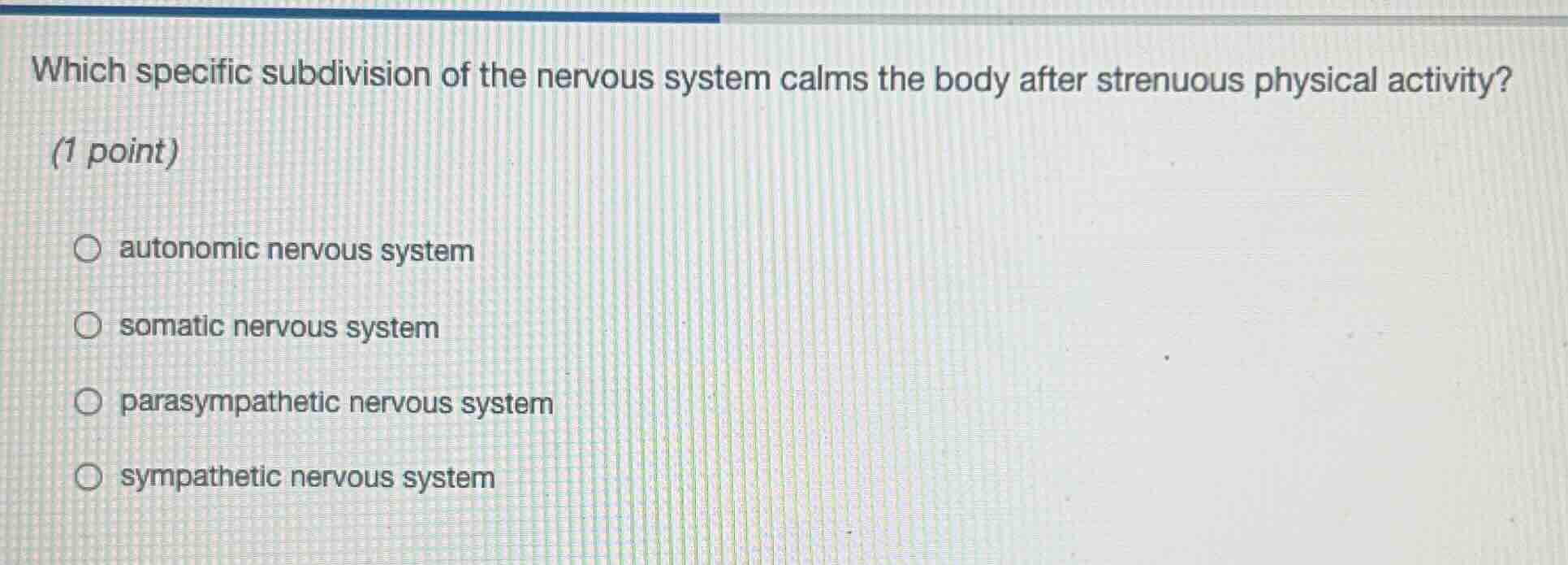 which specific subdivision of the nervous system calms the body after s…