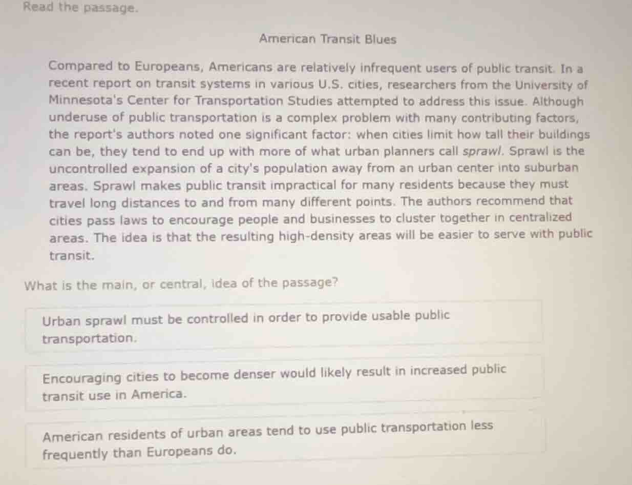 read the passage. american transit blues compared to europeans, america…