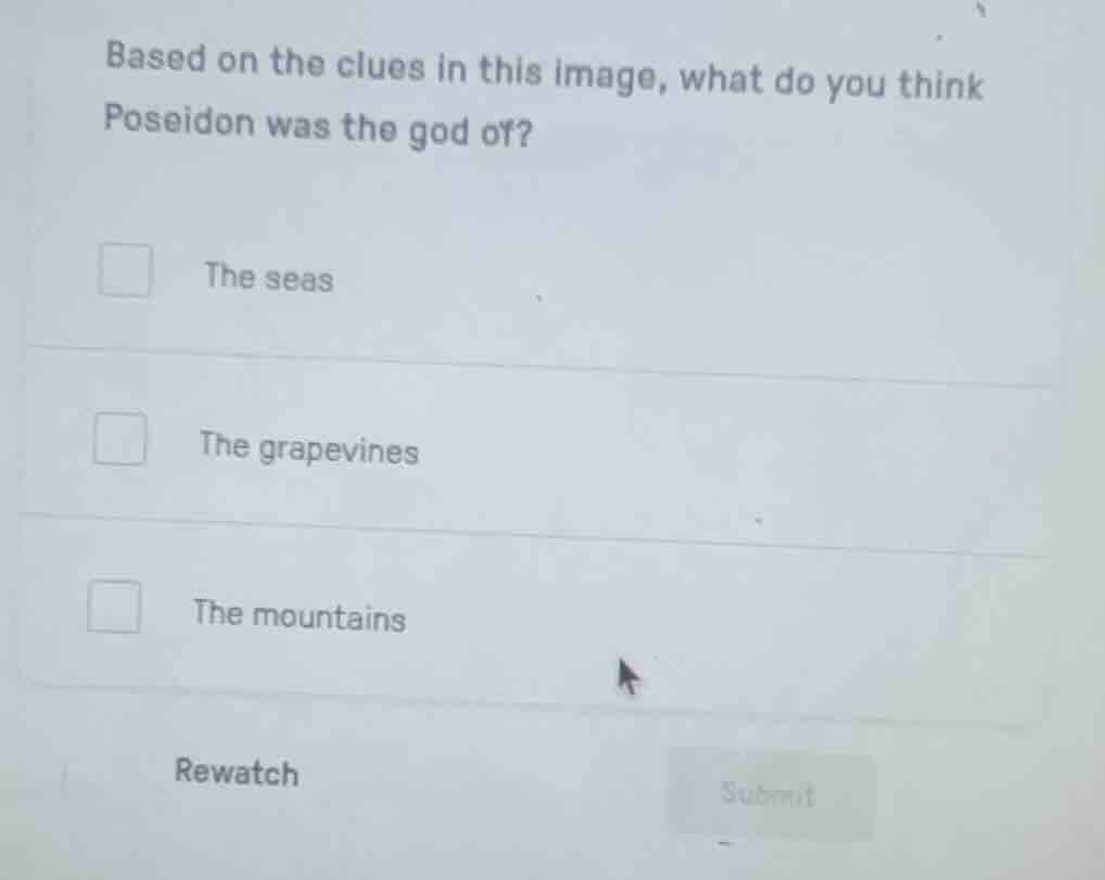 based on the clues in this image, what do you think poseidon was the go…