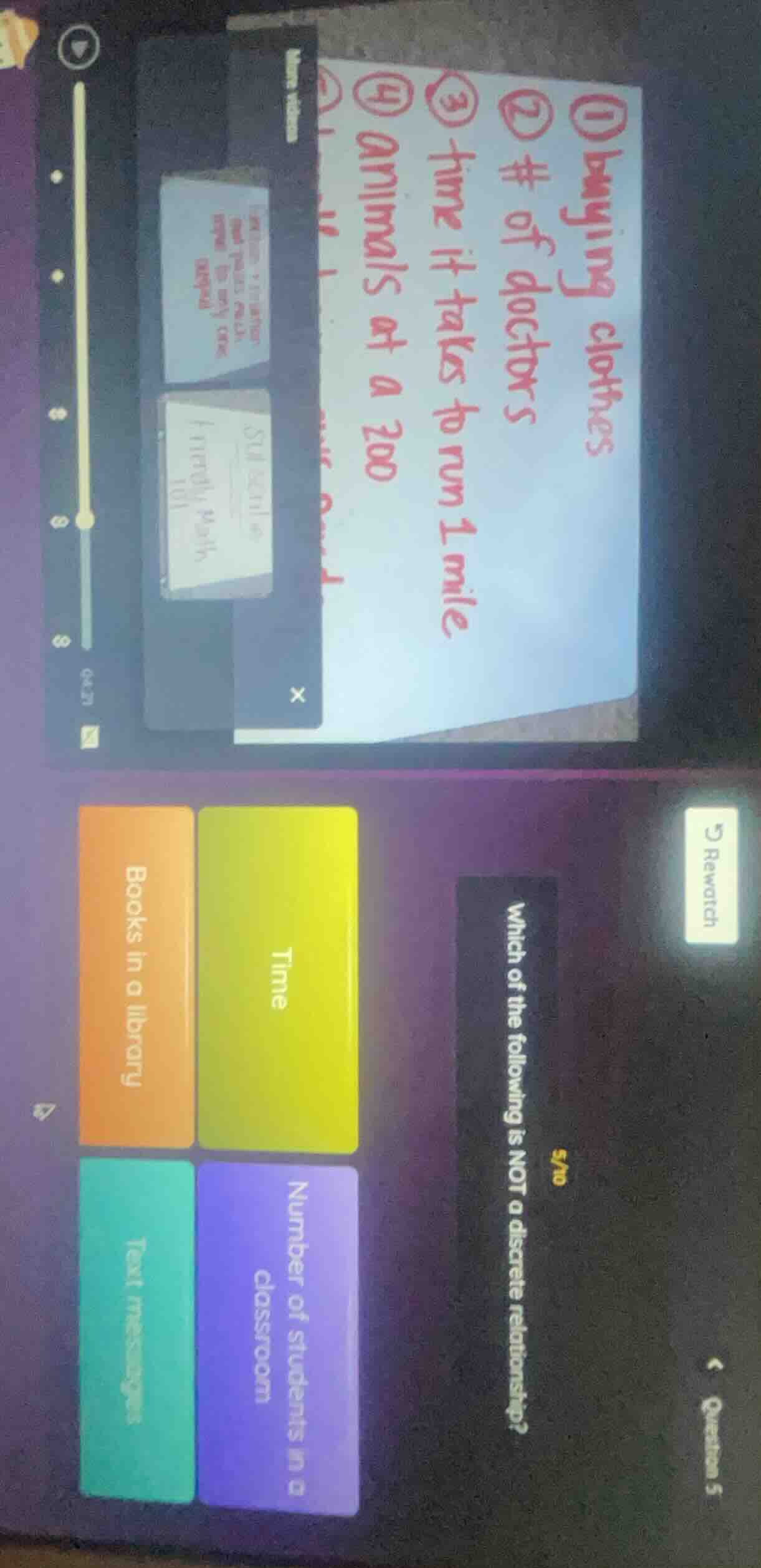 question 5 5/10 which of the following is not a discrete relationship? …