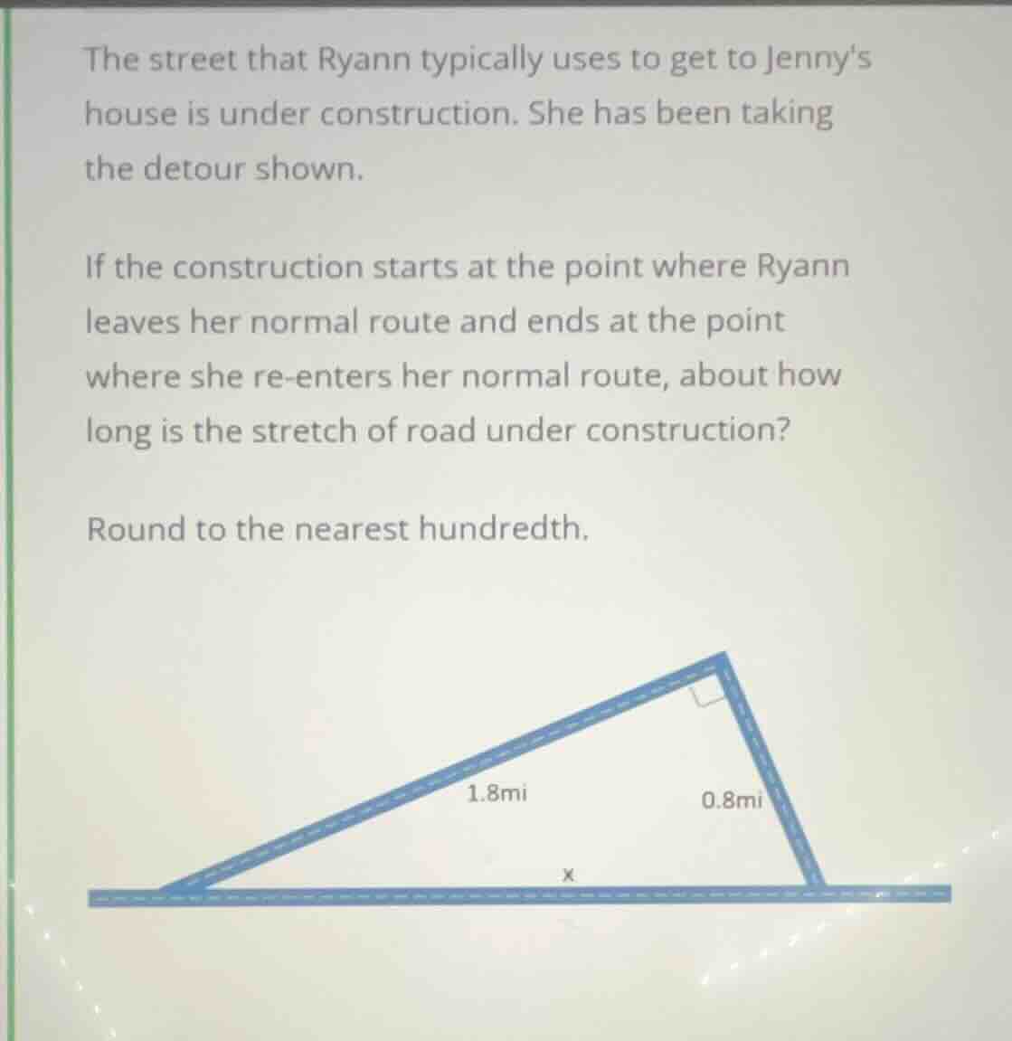 the street that ryann typically uses to get to jennys house is under co…