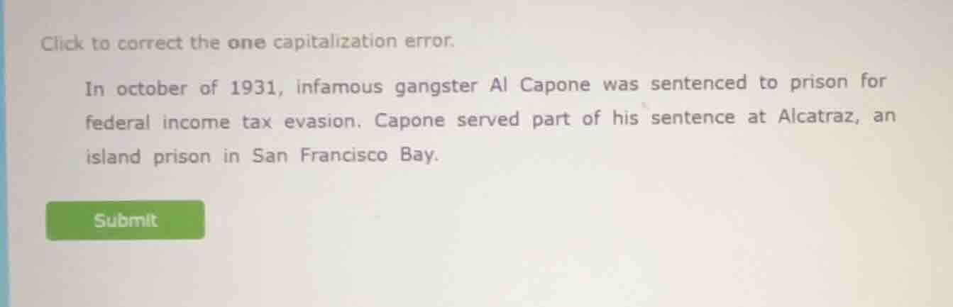 click to correct the one capitalization error. in october of 1931, infa…