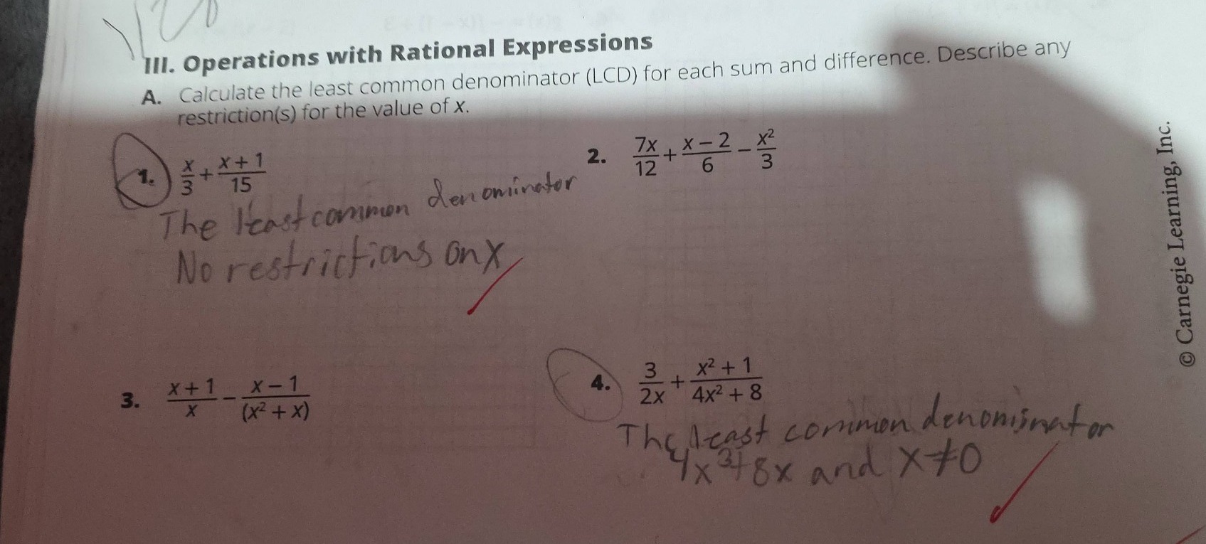iii. operations with rational expressions a. calculate the least common…
