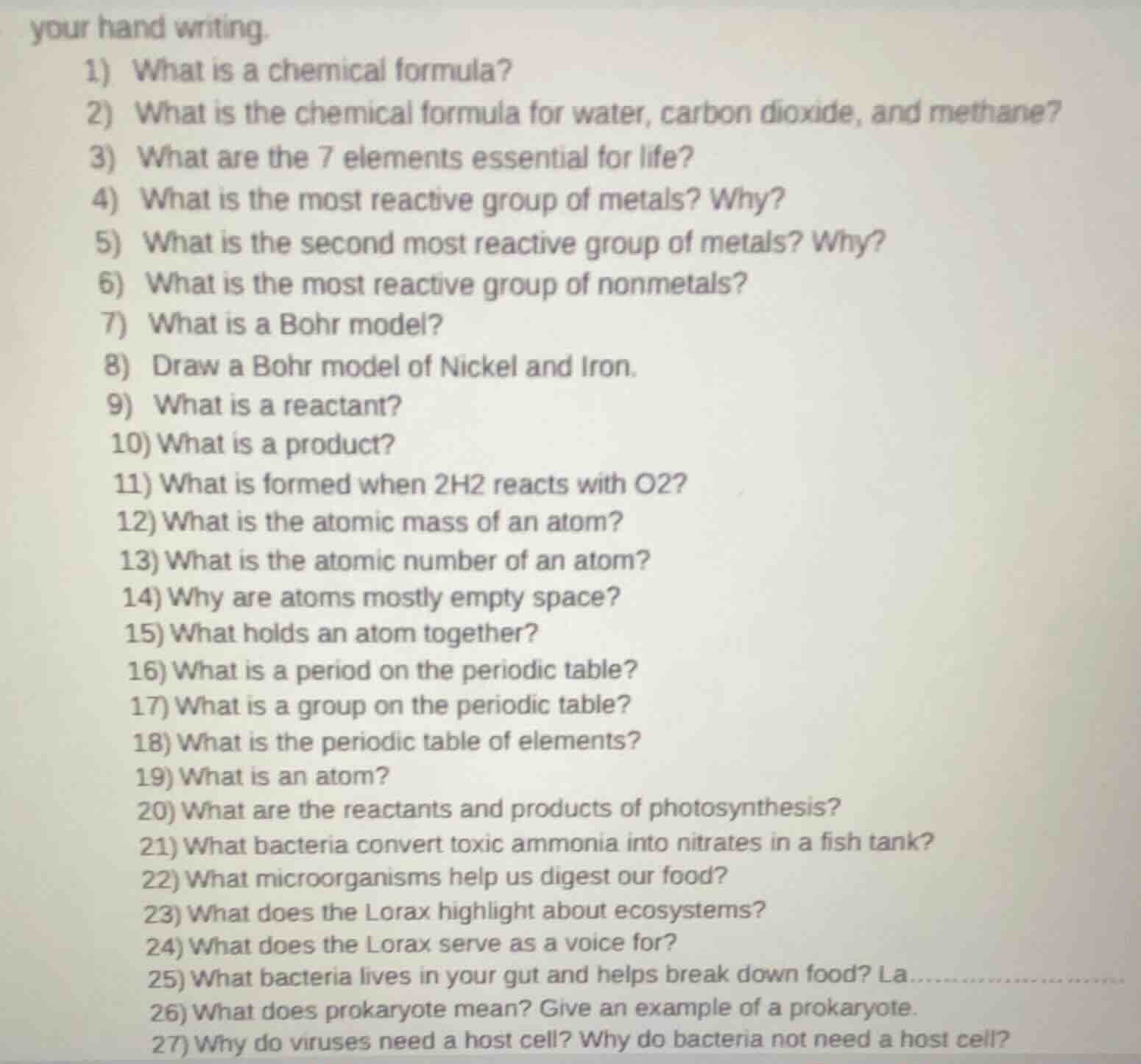 your hand writing. 1) what is a chemical formula? 2) what is the chemic…