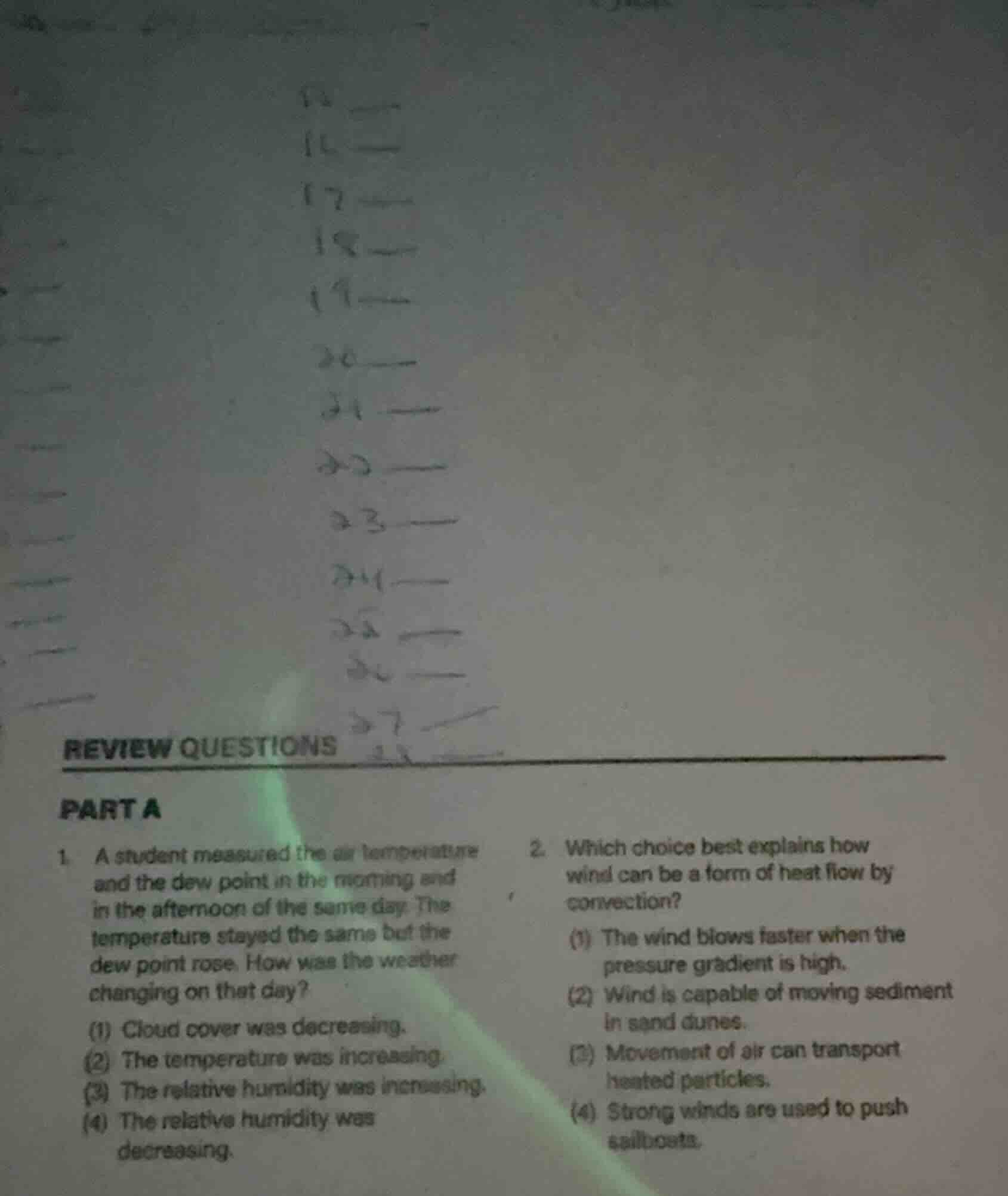 review questions part a 1. a student measured the air temperature and t…