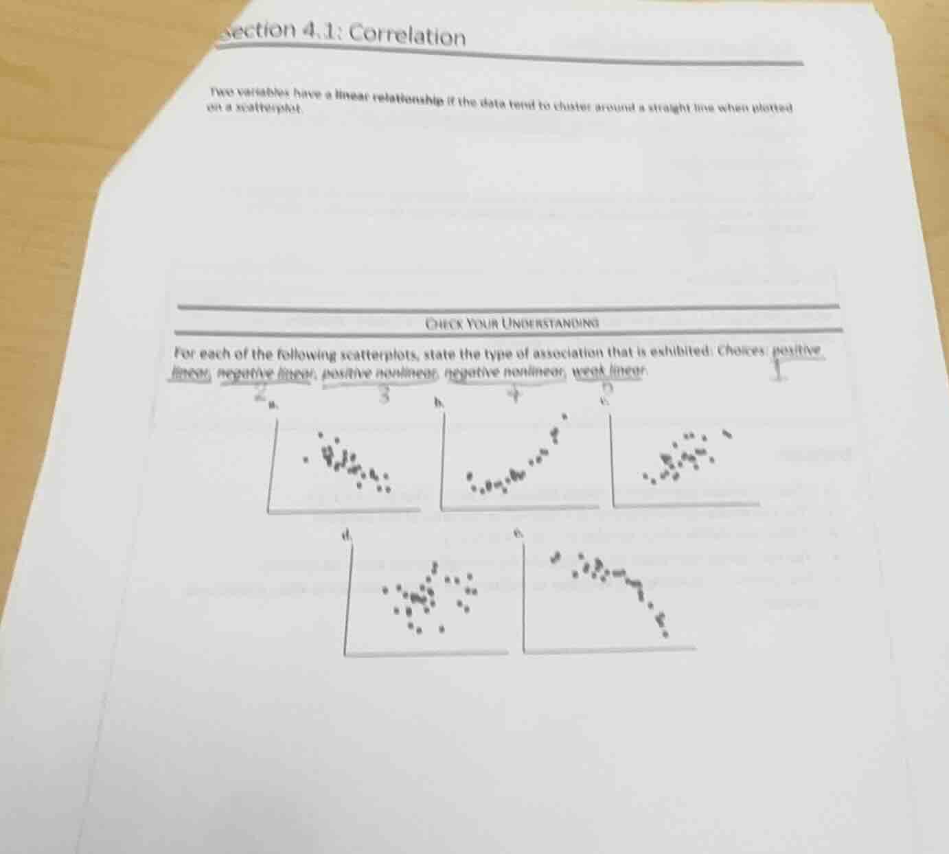 section 4.1: correlation two variables have a linear relationship if th…
