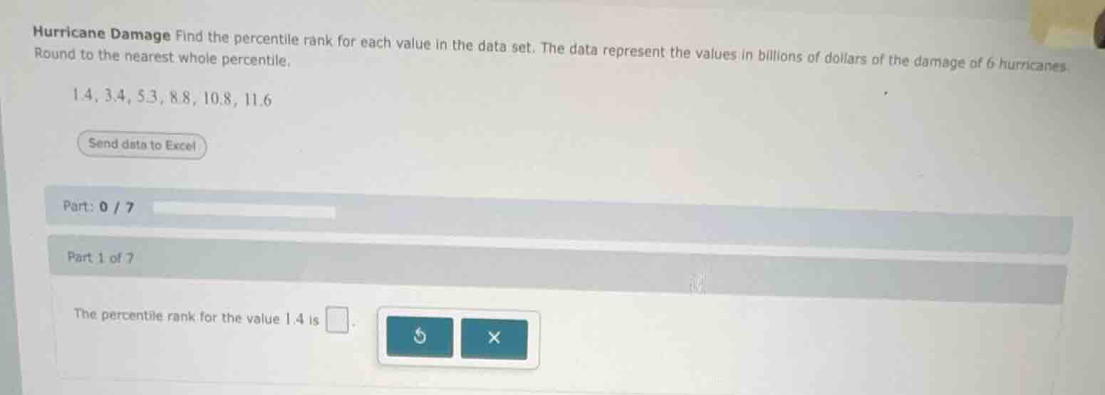hurricane damage find the percentile rank for each value in the data se…