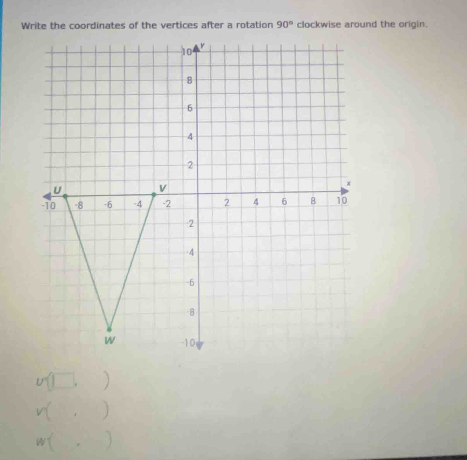 write the coordinates of the vertices after a rotation $90^\\circ$ cloc…